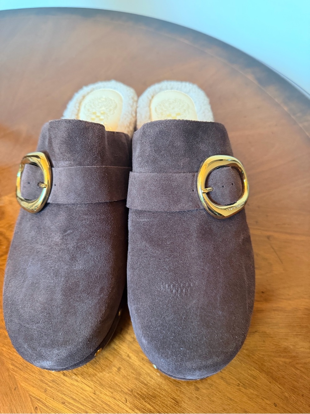 Vince Camuto New with tag Brown Suede Slip-On Clog with Gold Buckle - 10